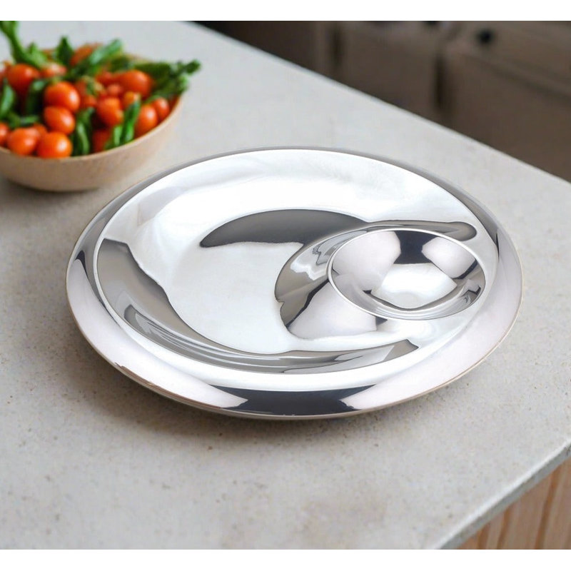Charlton Home® Mcvey Stainless Steel Chips And Dip Platter