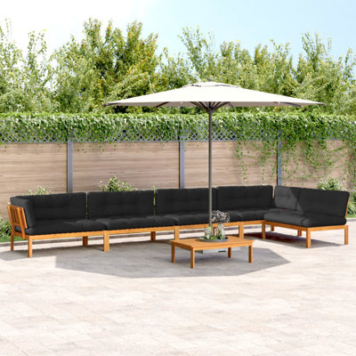  Ensemble de 6 canapés de patio en bois d'acacia massif noir