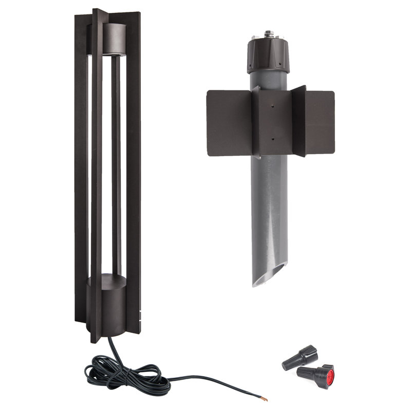 Chamber LED Bollard Light, 12, 2700K, Black on Aluminum