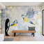 Murale animaux pelez et collez - aquarelle oiseaux bleu-473035190