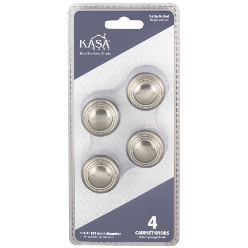 Brushed Nickel Round Traditional Cabinet Knob with Mounting Hardware