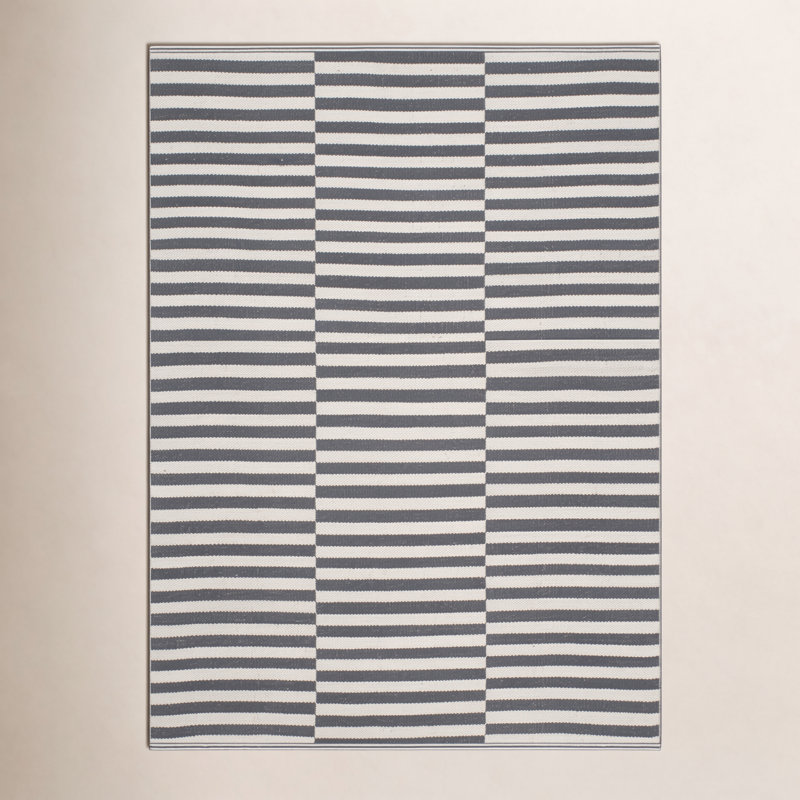 Tapis ivoire / gris en coton Ilona, Rectangle 4 pi x 6 pi