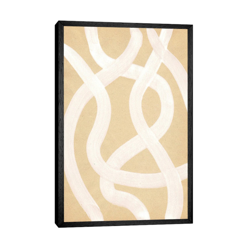 Neutral Stripes by Whales Way - Painting on Canvas, Black Framed, 101.6cm H x 66.04cm W x 3.81cm D