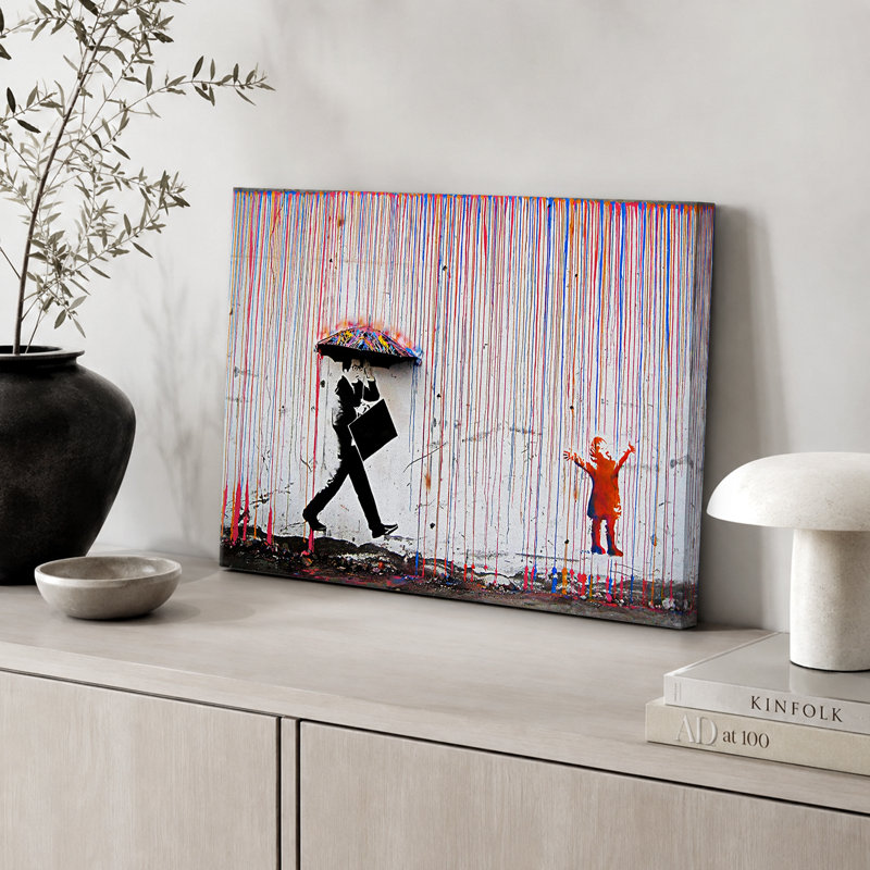 Banksy, arc-en-ciel coloré, un homme et une fille graffiti, Street Art Home Decor, impression sur toile, H 32 po x l 48 po