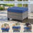 7 Pieces Wicker Outdoor Furniture Set, 7-Person Sofa Seating Group With Armchairs & Side Table, All-Weather PE Rattan Outdoor Conversation Set For Courtyard, Garden, Deck, Blue, Beige-894525929