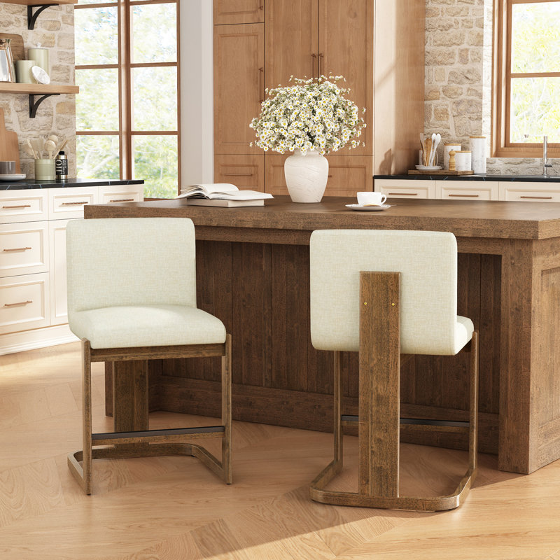 Ensemble de 2 tabourets de bar modernes, Beige