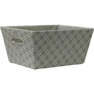 MantraRaj Rectangular Tapered Storage Basket Cardboard With Metal Handle Multipurpose Organiser Bin