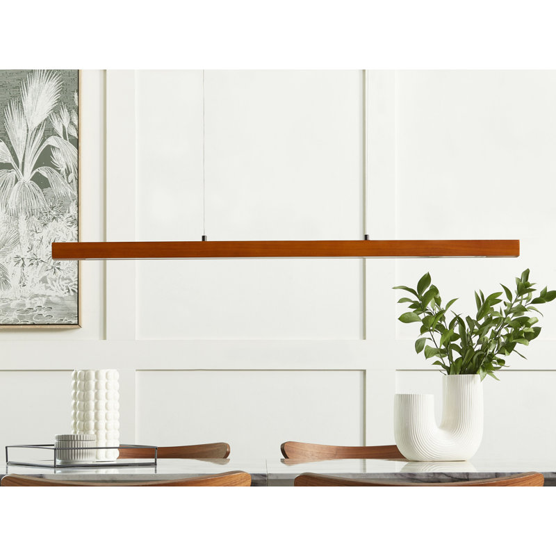 Brittenham 1 - Light Bark Wood LED Kitchen Island Pendant