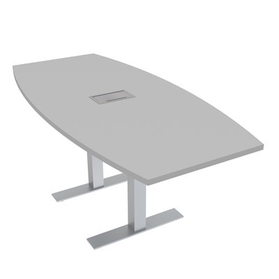 Boat Shaped Conference Table with Metal T Base | Electrical Unit