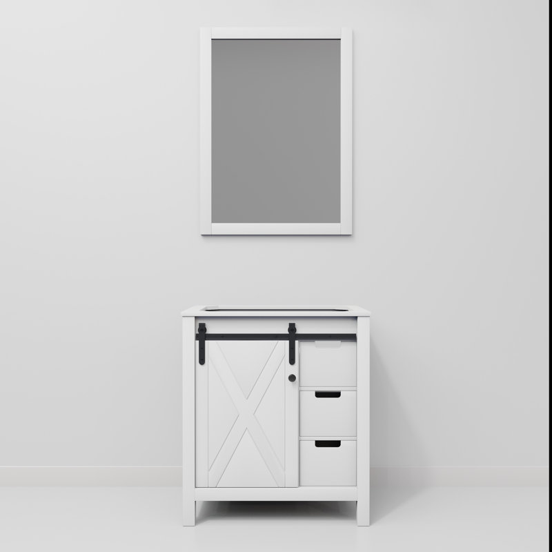 Meuble-lavabo simple l 30 po x P 22 po et miroir 28 po Marsyas, Blanc