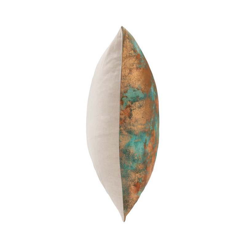 Equilibrium Abstract Linen Blend Throw Pillow, Turquoise/Copper Abstract