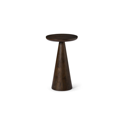 Maven Lane Owen Rustic Wooden Drink Table, 12" Round Wood Side Table, Aged Brown