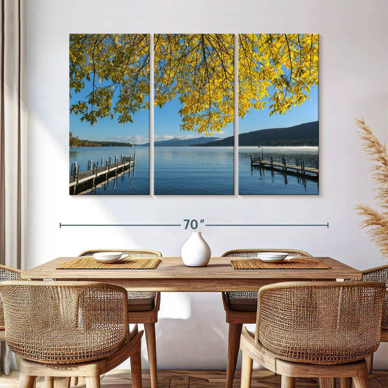 Vue matinale du lac George à Alvord, H 42 po x l 65 po