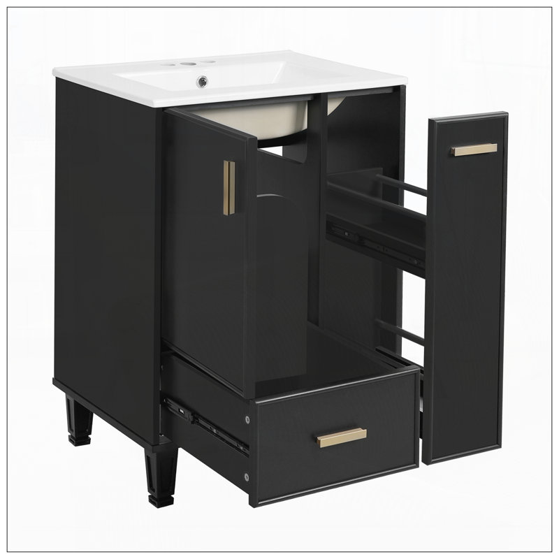Meuble-lavabo 24 po avec lavabo, Noir