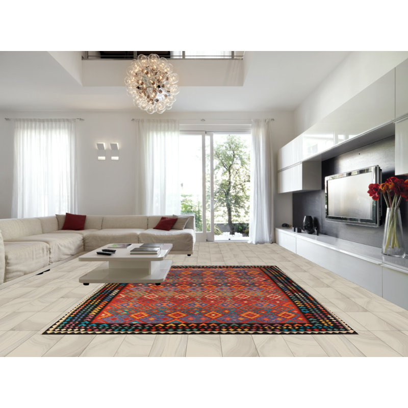 Tapis oriental réversible en laine Kilim 10 x 13
