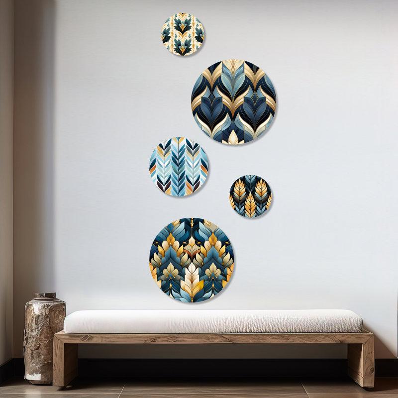 Ensemble d'art mural rond Preston - Chevron Glam