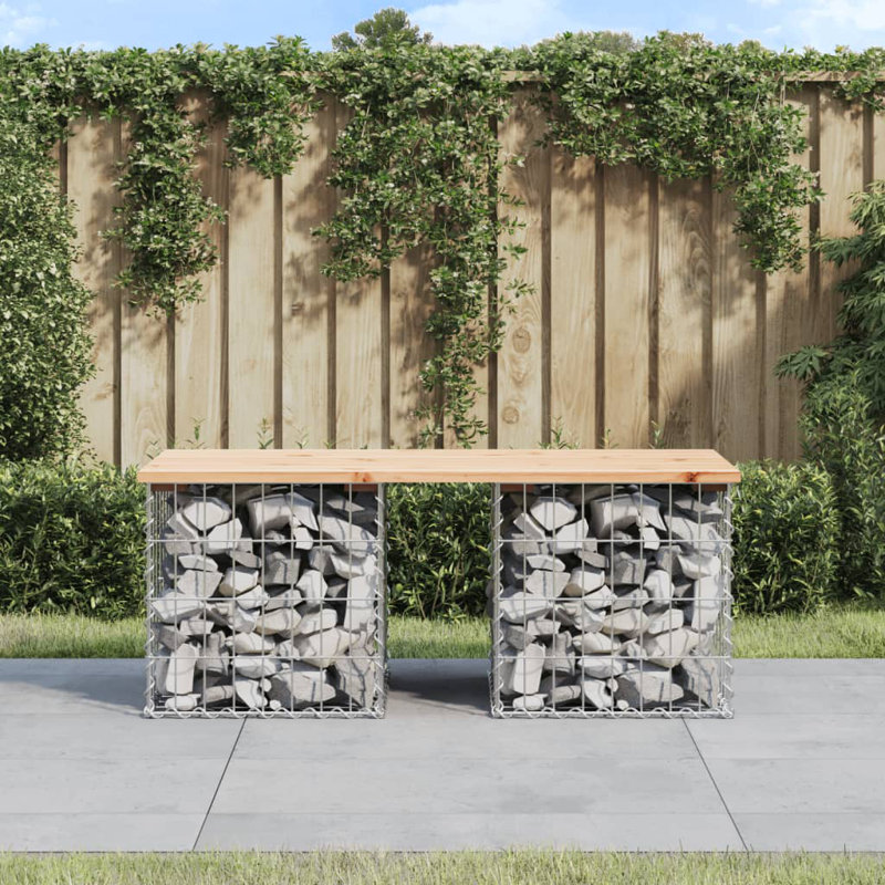 Aleida Steel Outdoor Bench, 42 cm H x 103 cm W x 44 cm D, Wood Pine