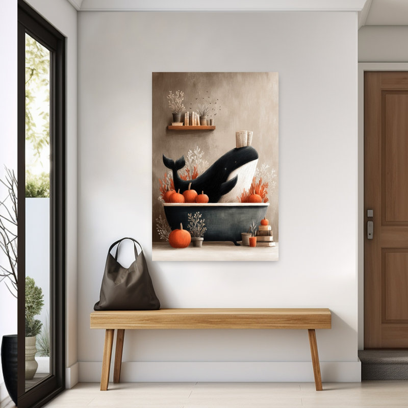 Whale In Bathtube 3 by Justyna Jaszke - Wrapped Canvas Print, 152.4 cm H x 101.6 cm W