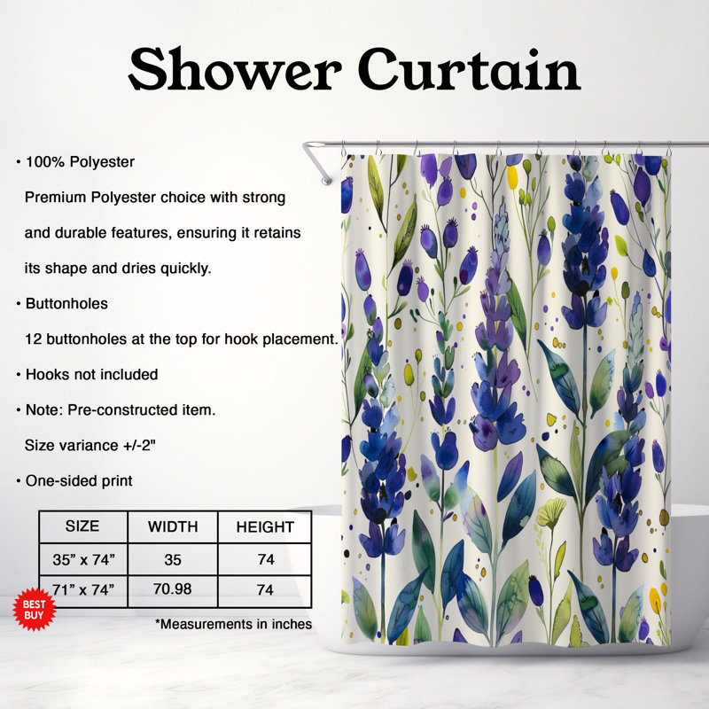 Rideau de douche Violet Hue - Premium, H 74 po x l 71 po