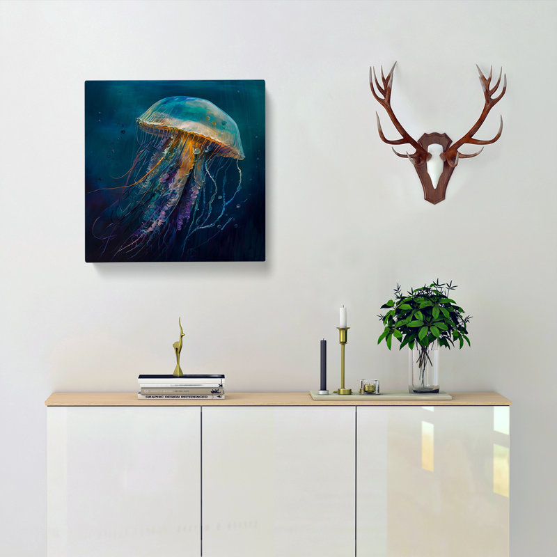 Jellyfish Palette Knife Painting - Wrapped Canvas, 35cm H x 35cm W x 3cm D