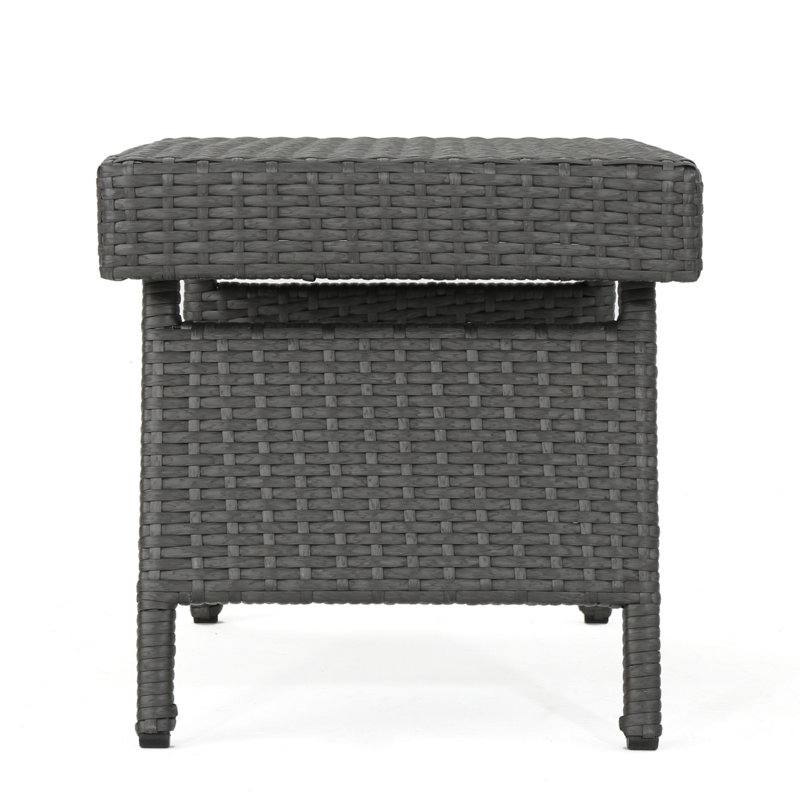 Outdoor Wicker Patio Coffee Table, Gray