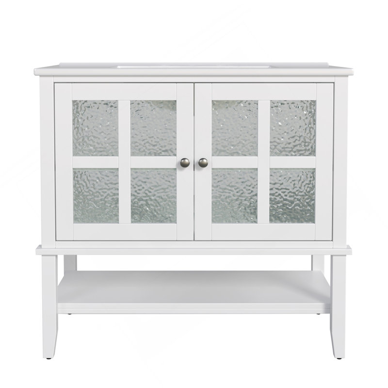 Meuble-lavabo 36 po avec lavabo en céramique, Blanc