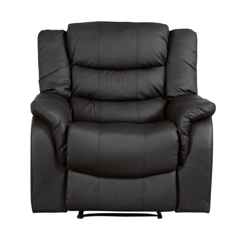 Sartin 94cm Wide Faux Leather Wall Recliner Standard Recliner, Black