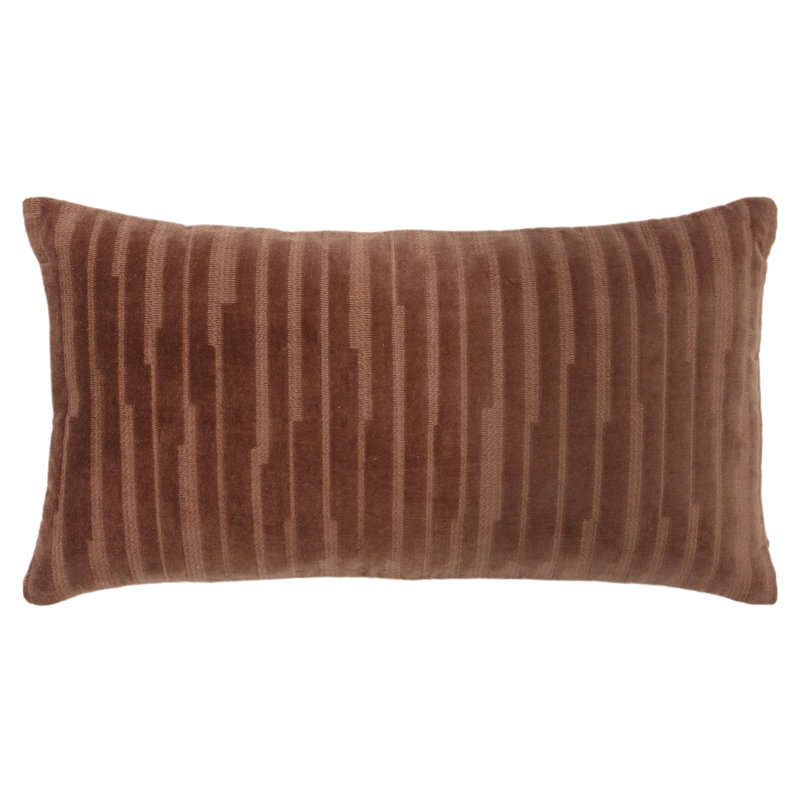 Zorina Embroidered Cotton Throw Pillow, Brown