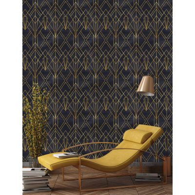 Black Geometric Pattern Peel And Stick Wallpaper