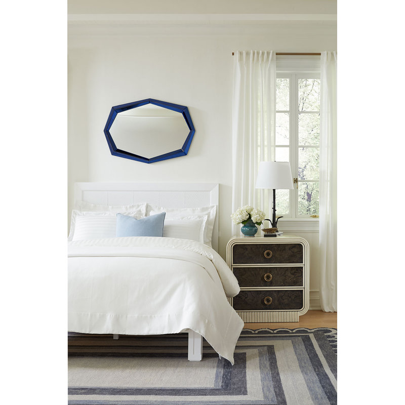 Avery Elongated Glass Mirror, Sapphire Blue