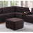 Contemporary Style 4Pc L-Shaped Sectional Set USB Cup Holder Cushion Back Loveseat Plastic Legs Cocktail Ottoman Square Arms Coffee Finish Primary Living Room-338908654