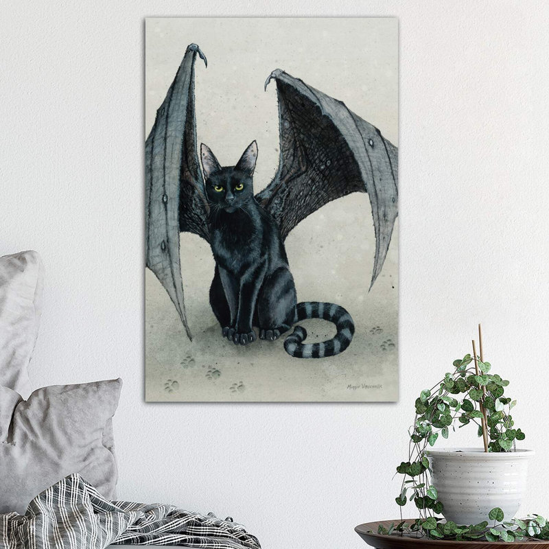 The City Battycat by Maggie Vandewalle - Wrapped Canvas Painting, 66.04 cm H x 45.72 cm W x 1.91 cm D