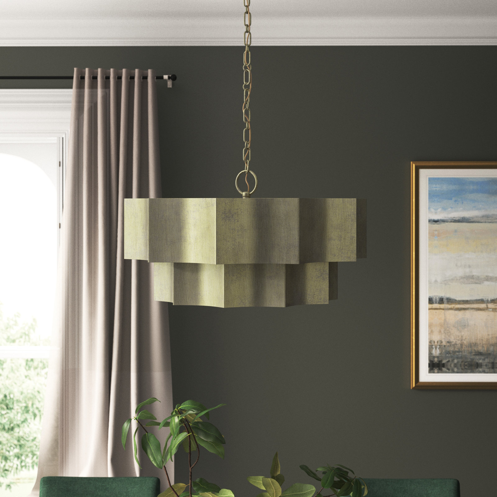 Carney 6-Light Chandelier, Silver Patina