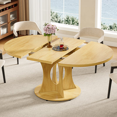 59" Extendable Solid Wood Dining Table for 8 People, Natural