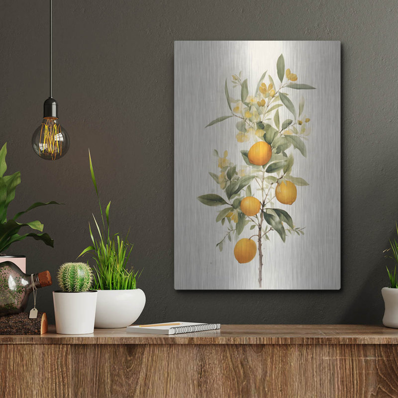 «Botanical Fruit 3» par Petals Prints Design, art mural en métal, H 16 po x l 12 po