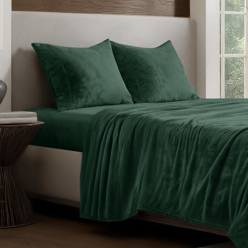 Microplush Sheet Set, Twin Sheet Set + 1 Fitted Sheet + 1 Pillowcase, Forest Green