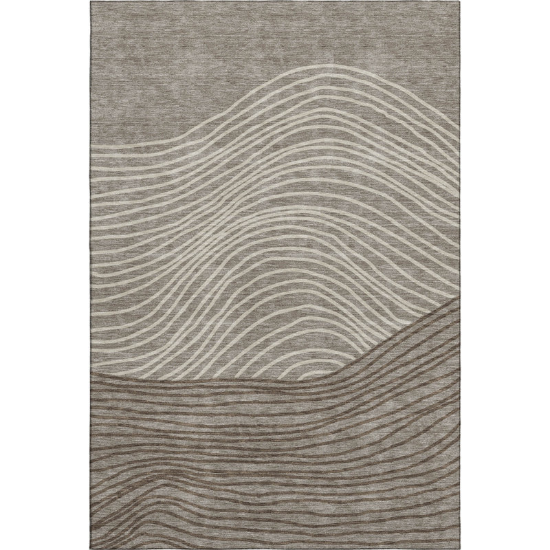 Premium Machine Washable Mayfield AMF2350 Stripes Rug, 10' x 14', Taupe
