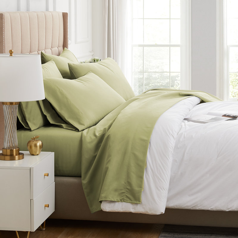Ensemble de draps en microfibre à double gousset de 16 pouces Southshore, Très grand, Vert sauge