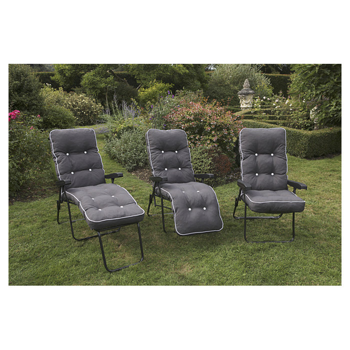 Leni Folding Recliner Chair, Charcoal, Grey