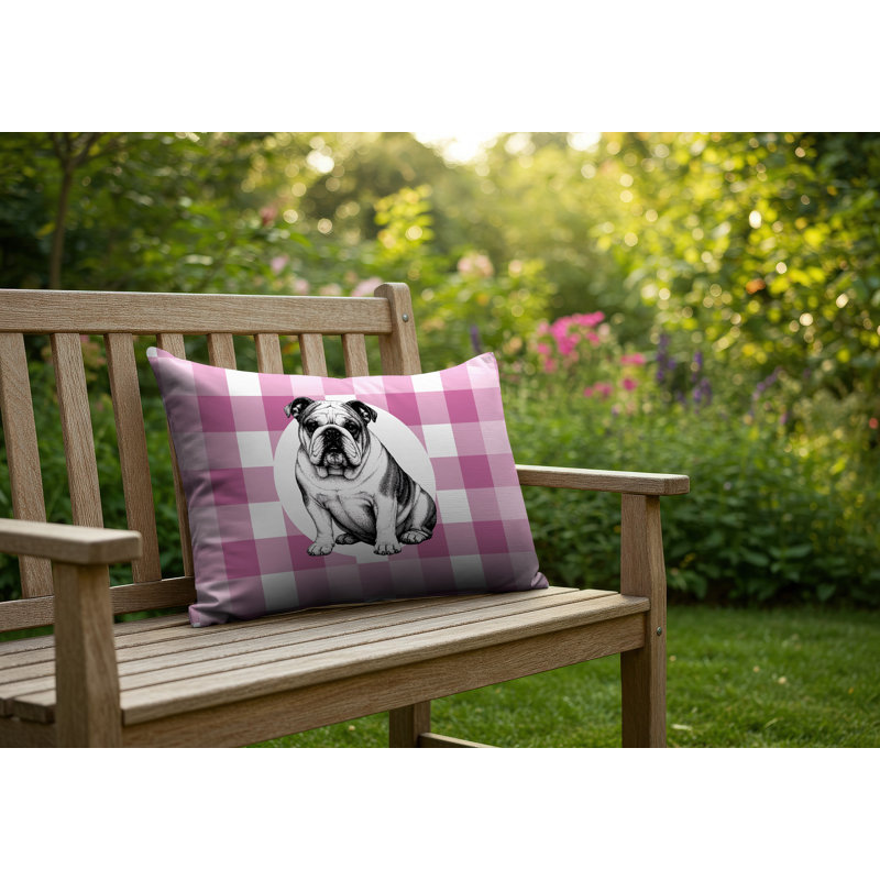 Oreiller réversible intérieur / extérieur Bulldog, 20 po x 14 po, Magenta