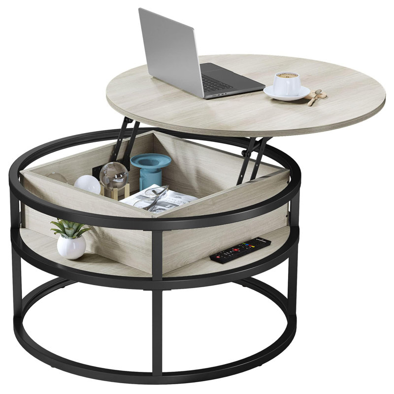 Granli Coffee Table, Black, White Oak