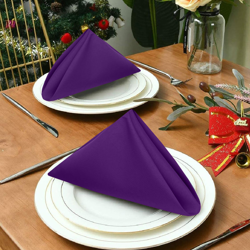 Purple Cotton Blend 18x18 Cloth Napkins Set of 12