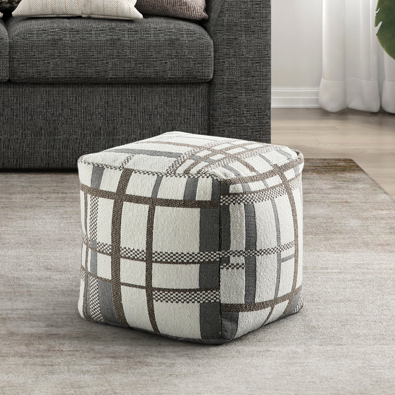 Pouf carré en tissu multicolore - base antidérapante, H 16 po, capacité de poids de 300 lb, tabouret de pieds moderne antidérapant, multicolore, style
