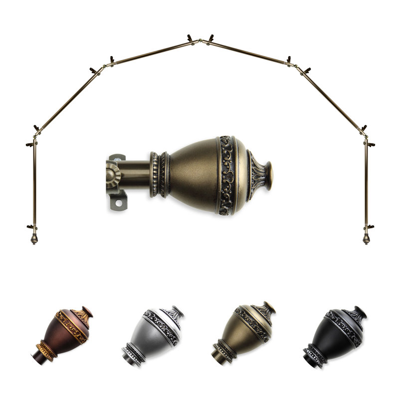 Tringle à rideaux simple ajustable avec baie vitrée de 0,81 po, Laiton antique, 28 po à 48 po (chaque côté)