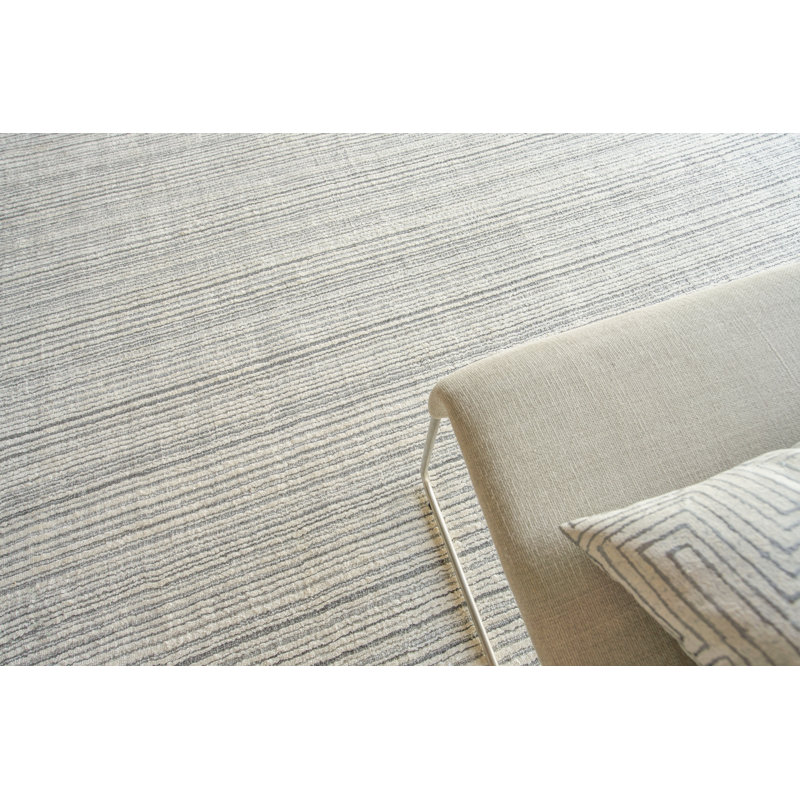 Rossini Striped Area Rug in Silver/Ivory, Rectangle 8' x 10'
