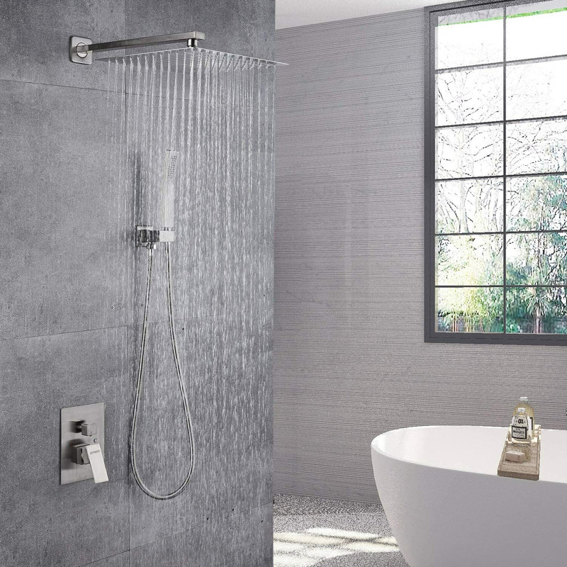Ensemble de robinet de douche en nickel brossé pour salle de bain 16 po