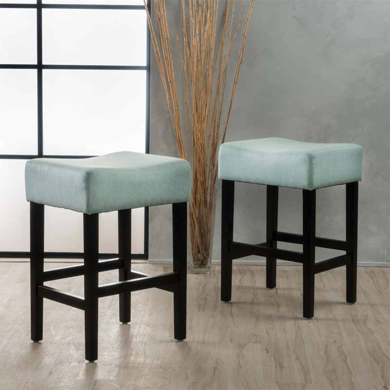 Ensemble de 2 tabourets de bar à hauteur de comptoir en cuir 26,75 po, bleu clair