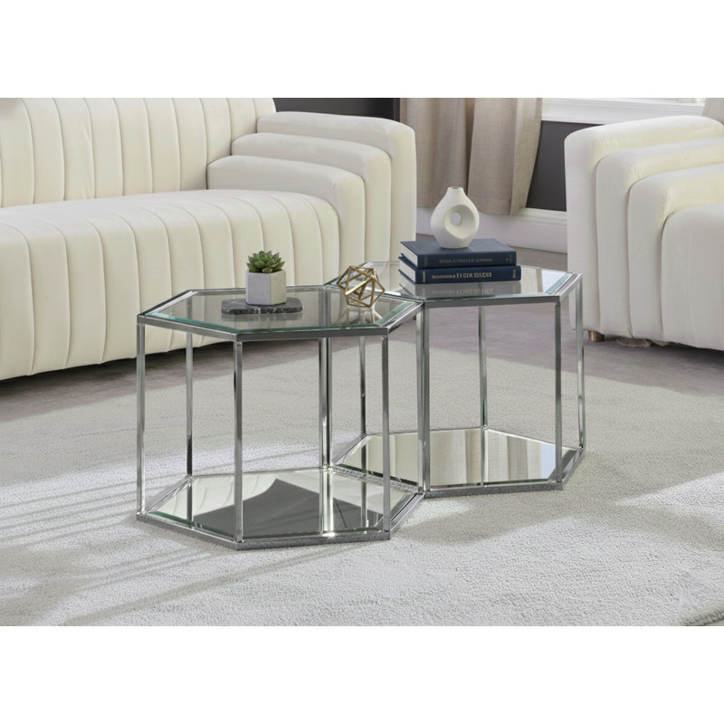 Table basse avec rangement Sei, Chrome