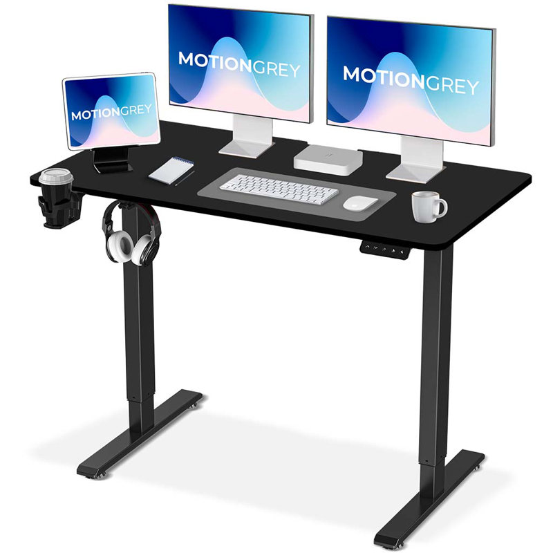 Bureau debout électrique en L, Noir / Noir, 43 po x 24 po