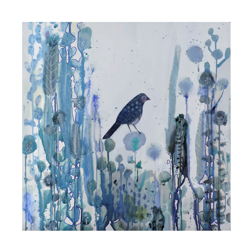 Sylvie Demers Blue Bird Canvas Art with Wooden Frame